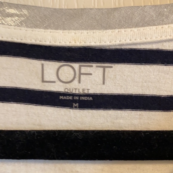 Loft Outlet Striped Long Sleeve Cotton Tee - Size M - Picture 3 of 10